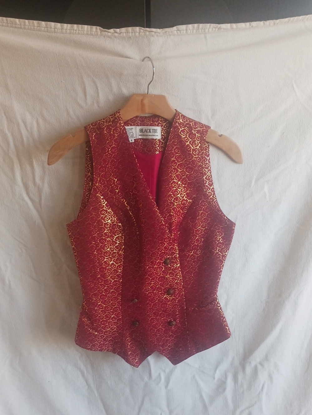 Black Tie Red And Gold Textured Vest